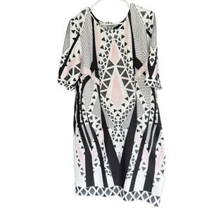 Madison Leigh pink black and white abstract modern dress 18